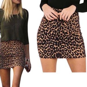 Forever 21- leopard mini tube skirt- size L